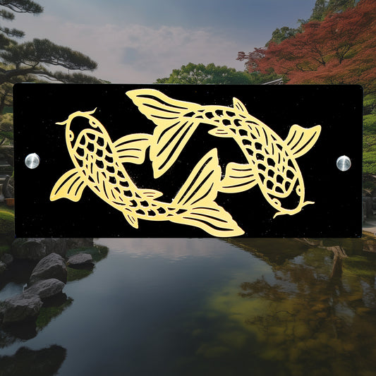 Swirling Koi on Gloss Black Acrylic